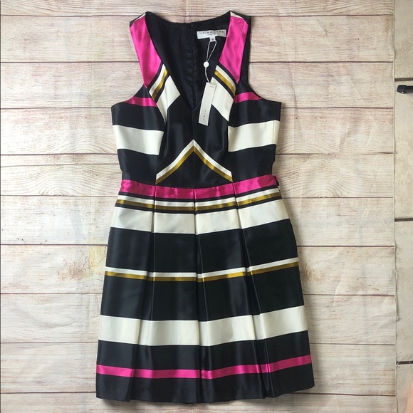 Trina Turk Dresses & Skirts - Trina Turk Black and Pink Striped Mini Dress